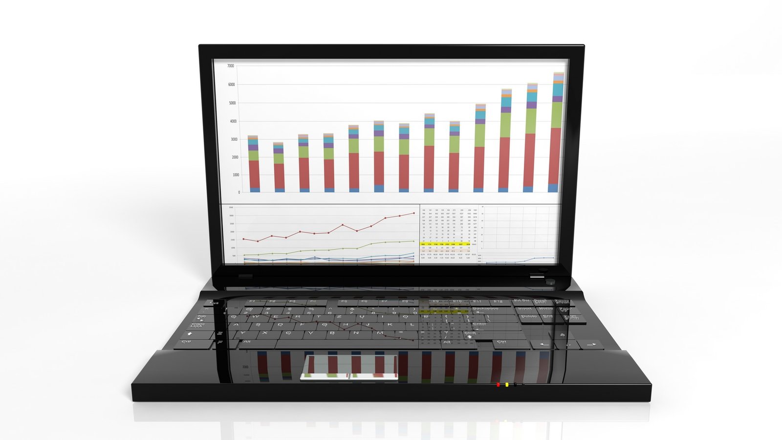 Laptop zeigt WLAN-Analyse-Software auf dem Bildschirm